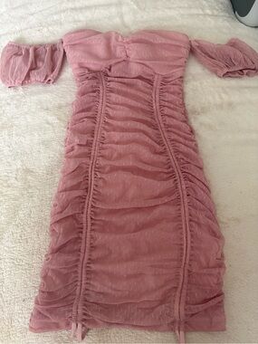 Windsor One-Shoulder Ruched Dusty Rose Dress